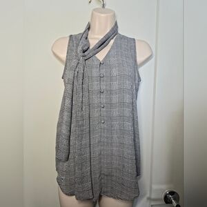Ann Taylor Black & White Plaid A-Line Skirt